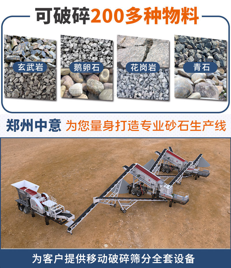 移动制砂机可破碎物料