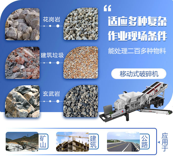 移动破碎机可破碎物料