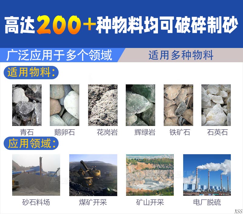 高达200多种物料均可破碎制砂